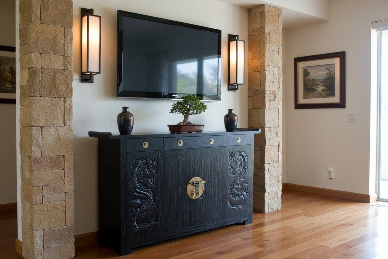 Aparador estilo asiático y colonial a medida AM-14166