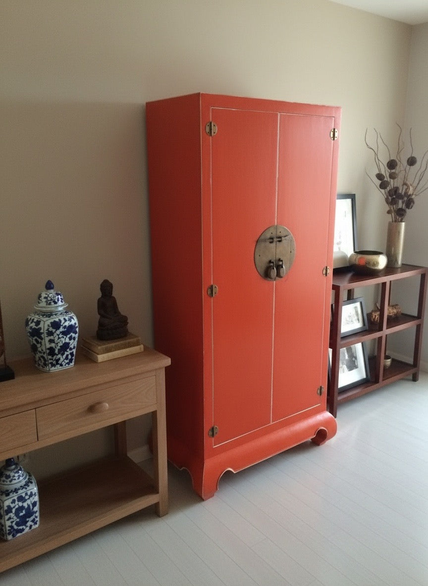 Armario de boda chino asiático-colonial en madera de teca a medida AM-14231