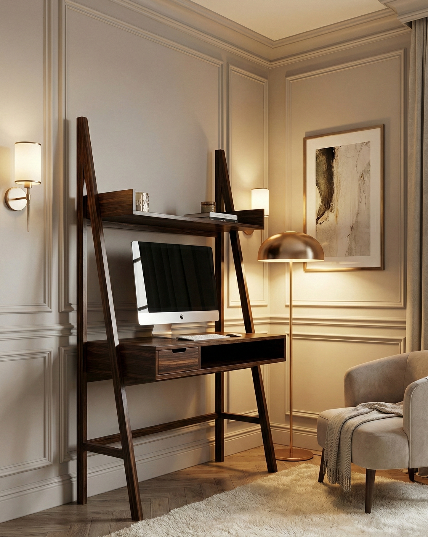 Escritorio colonial asiático a medida teca AM936