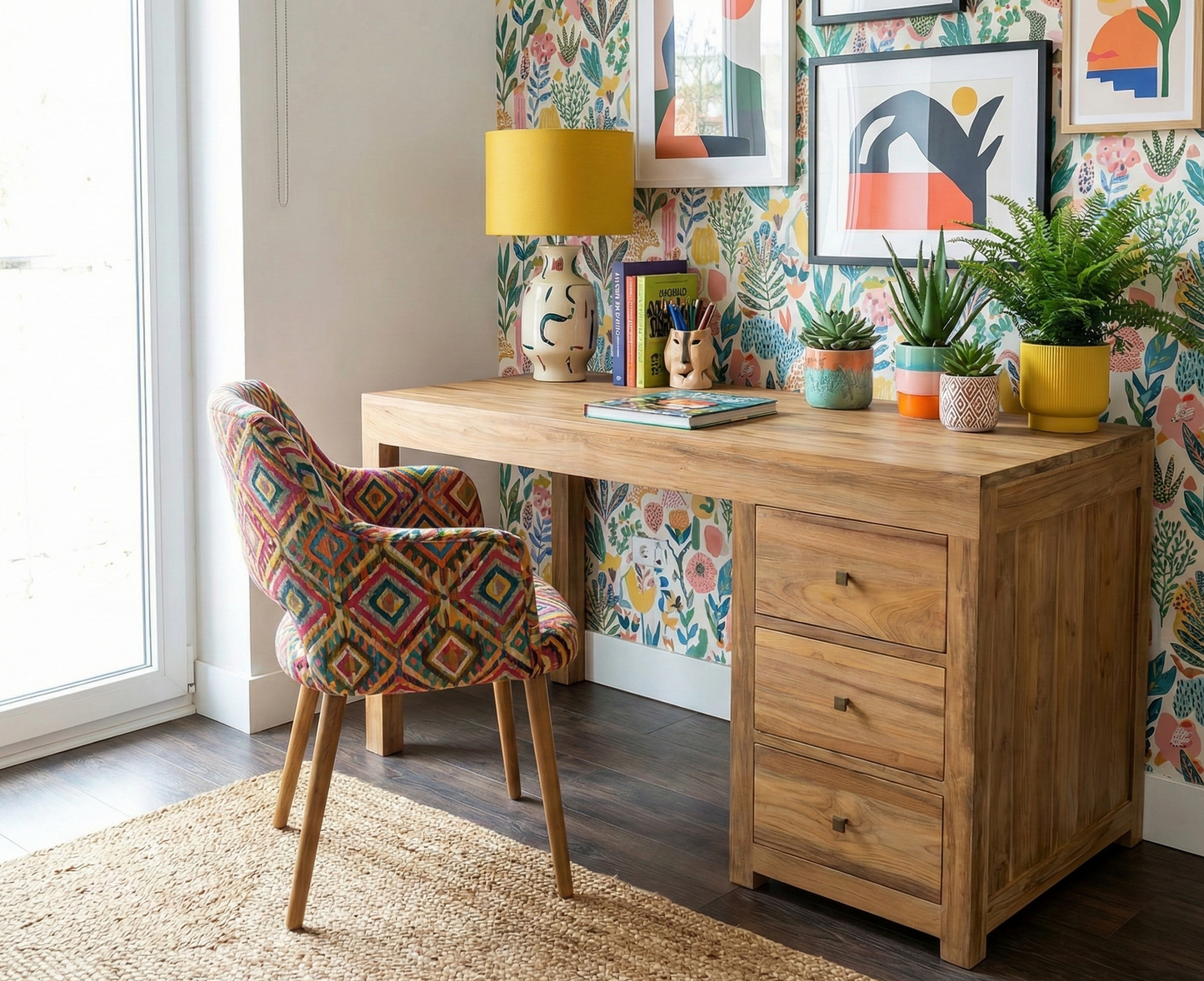 Escritorio colonial asiático a medida teca 02/21