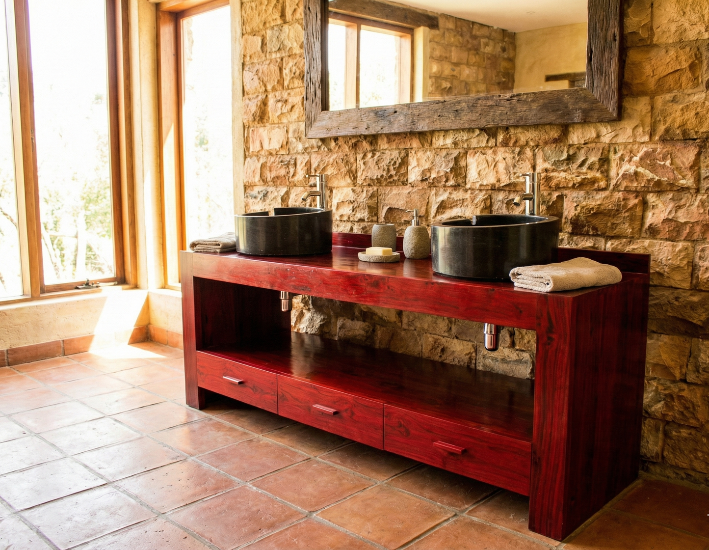 Mueble de baño colonial-asiático a medida teca 04/26