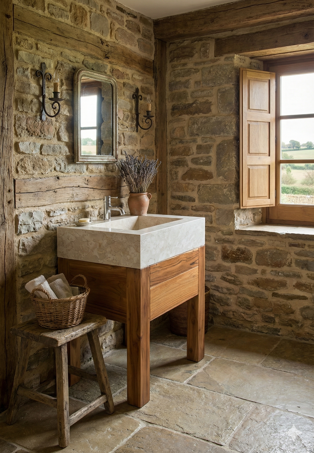 Mueble de Baño a medida colonial-asiático fabricado teca 25/26