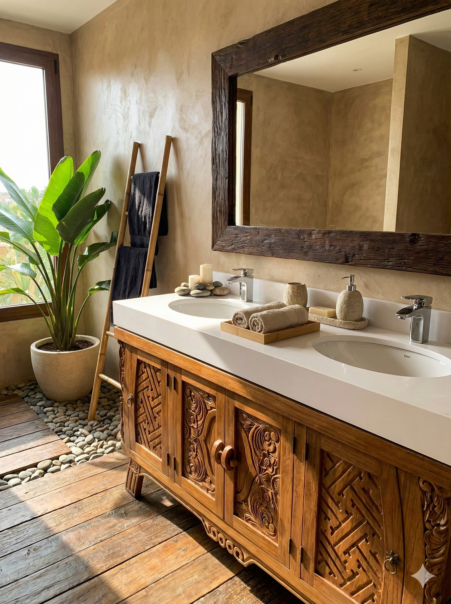 Mueble de Baño colonial asiático a medida en TECA - AM-14311