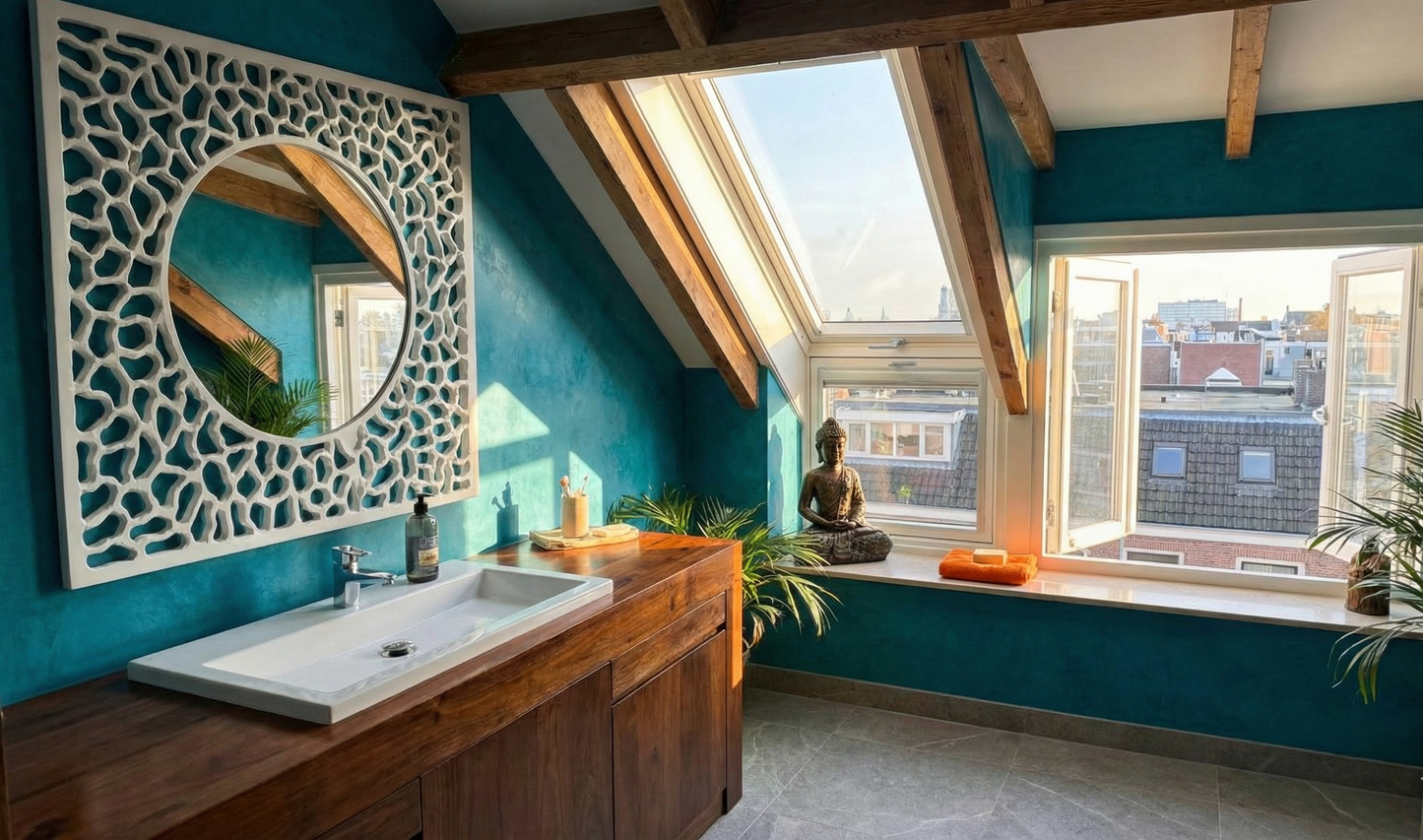 Mueble de baño colonial asiático a medida en teca 1/26