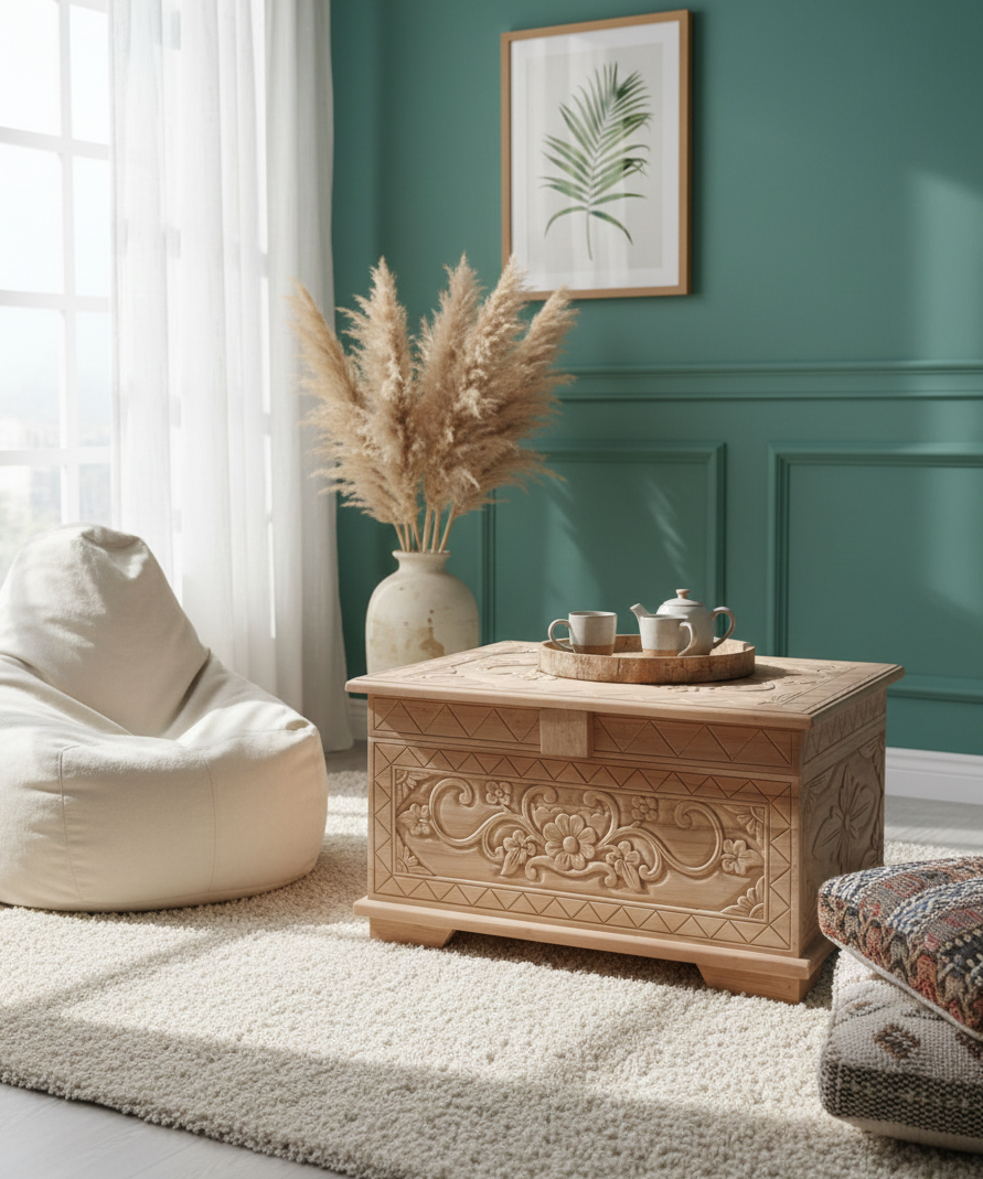 Baúl a medida teca tallado AM04/34