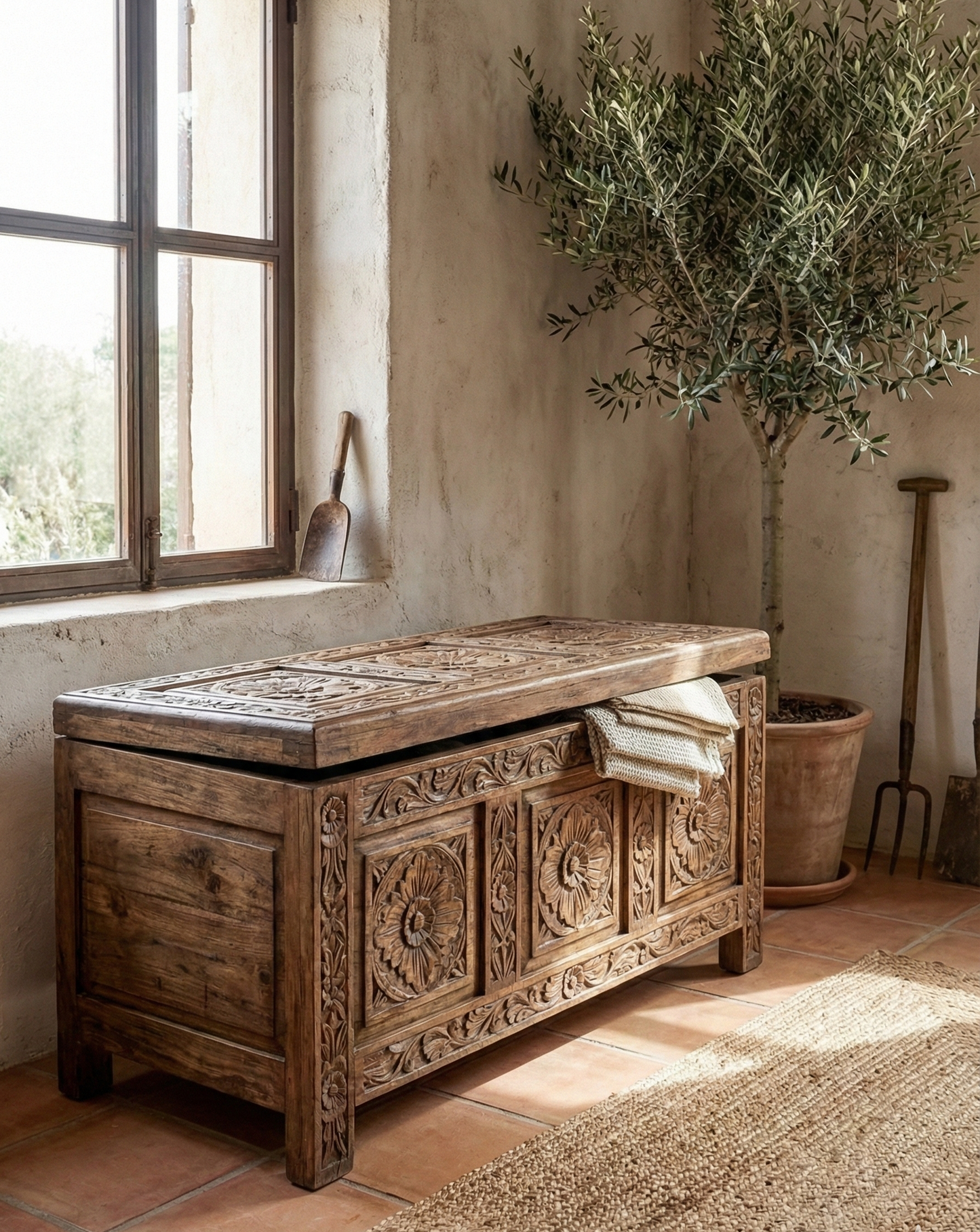 Baúl a medida teca tallado AM25/34