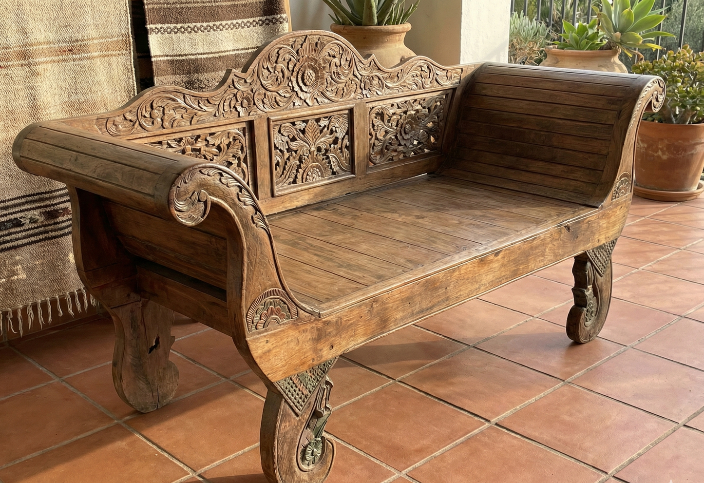 Banco colonial asiático a medida teca AM34/54