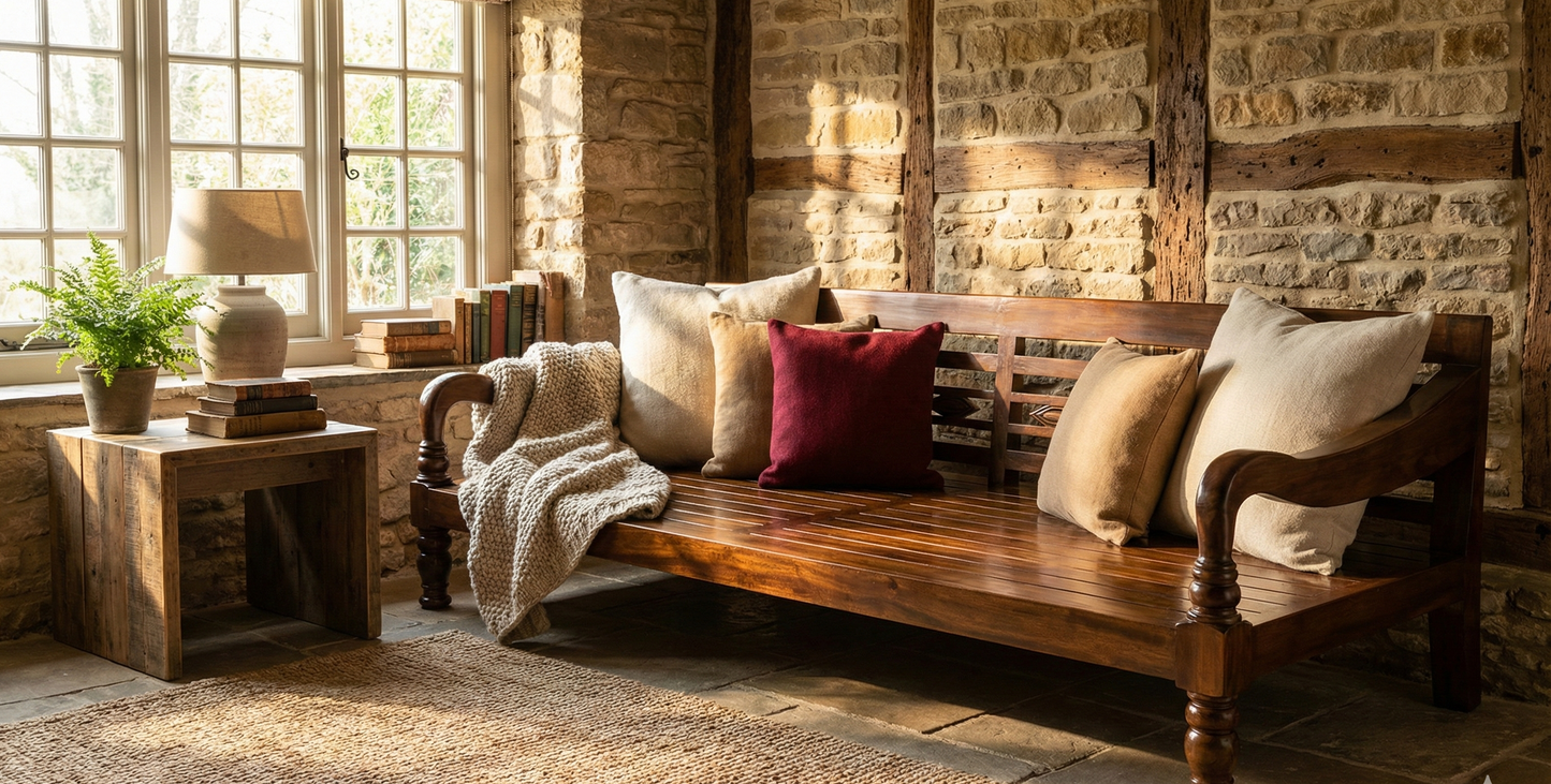 Banco colonial asiático a medida teca AM35/54