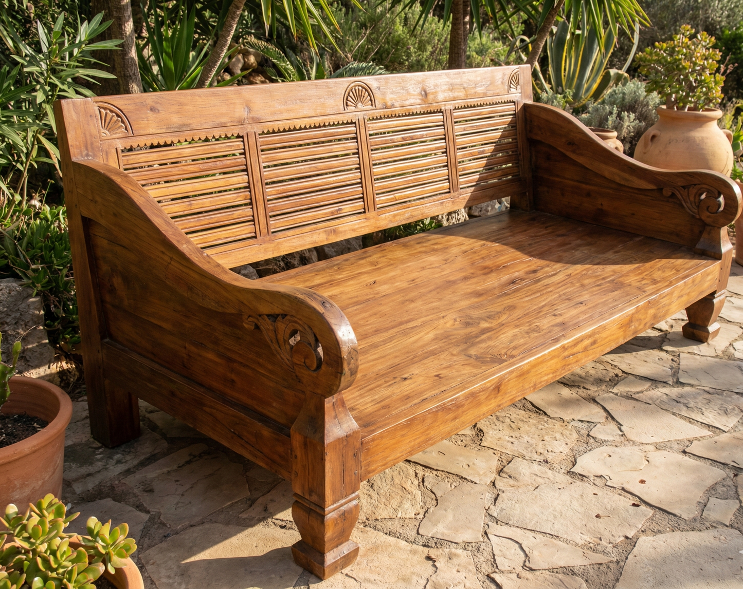 Banco colonial asiático a medida teca AM25/54