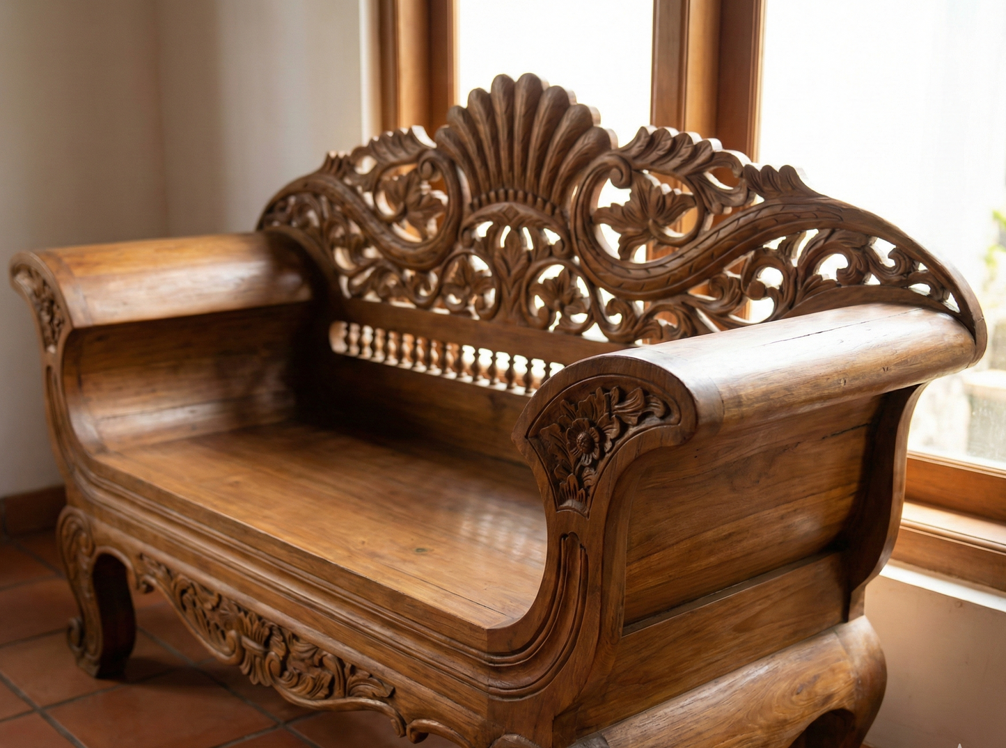 Banco colonial asiático a medida teca AM47/54