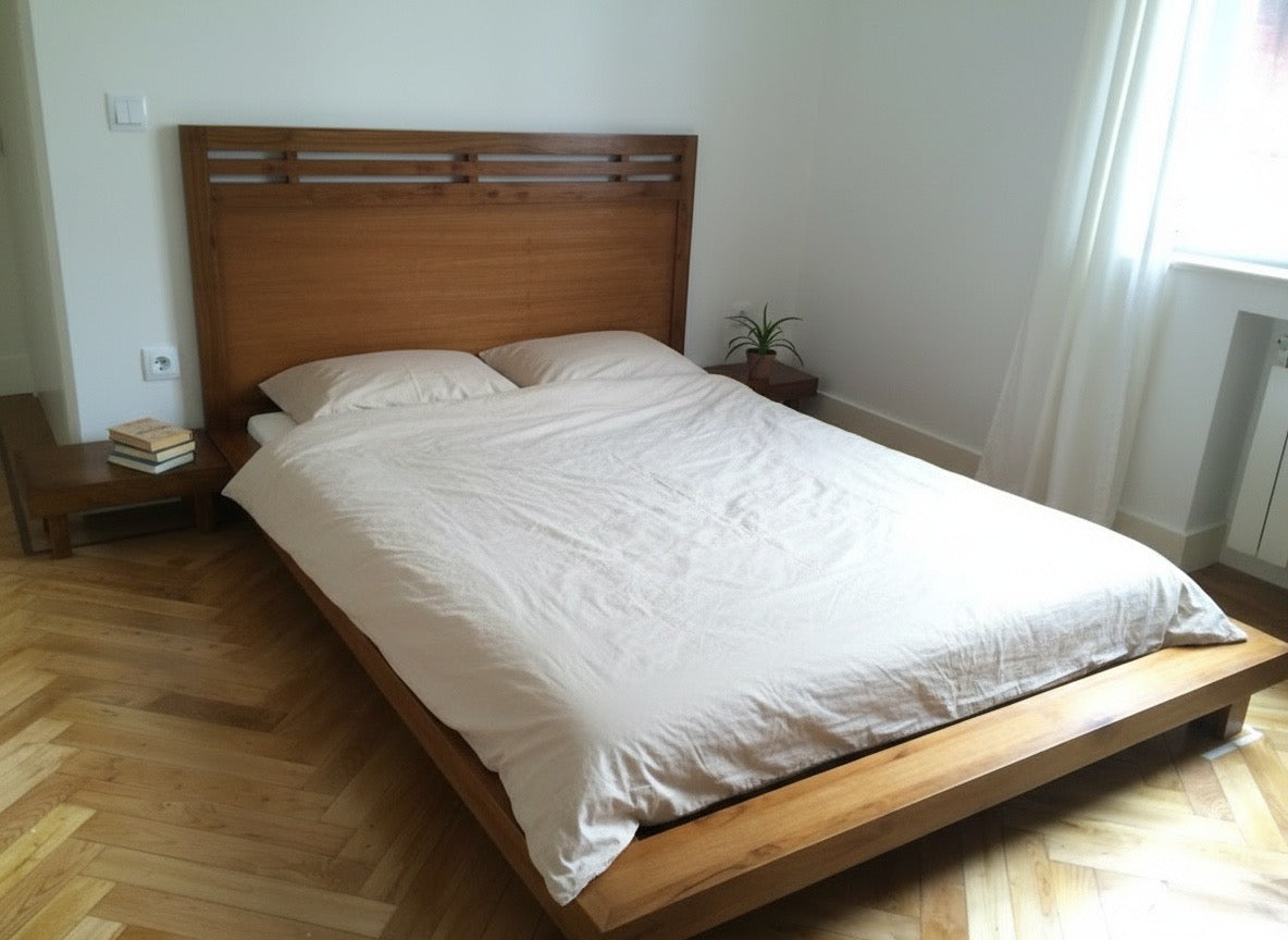 Cama colonial asiática teca AM-20096