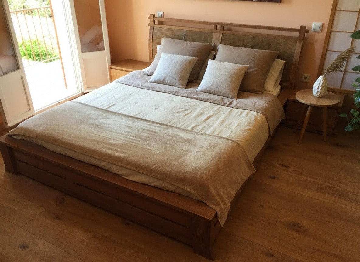 Cama colonial asiática medida teca y bambú 24/61