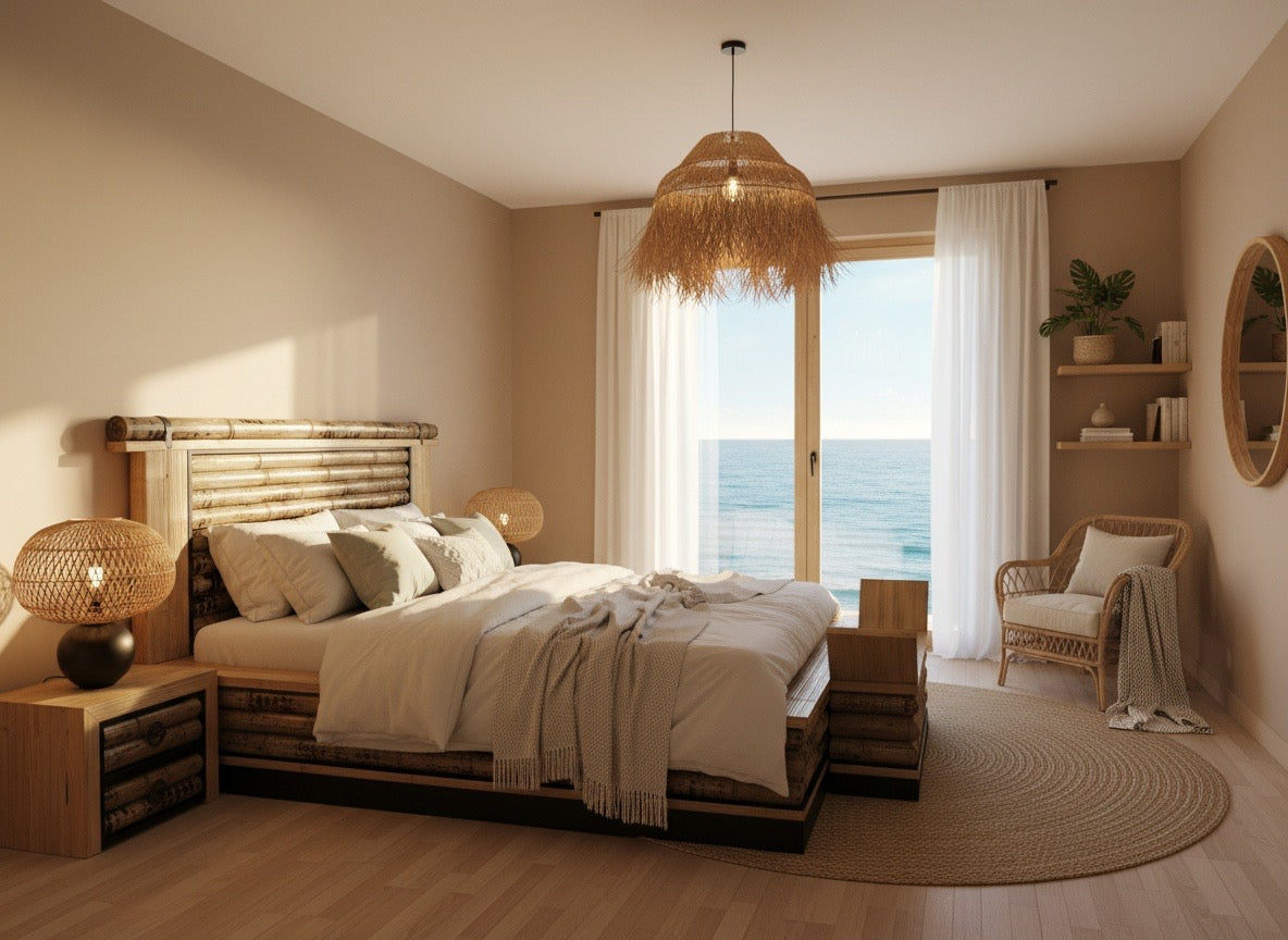 Cama colonial asiática a medida bambú tigre 06/61