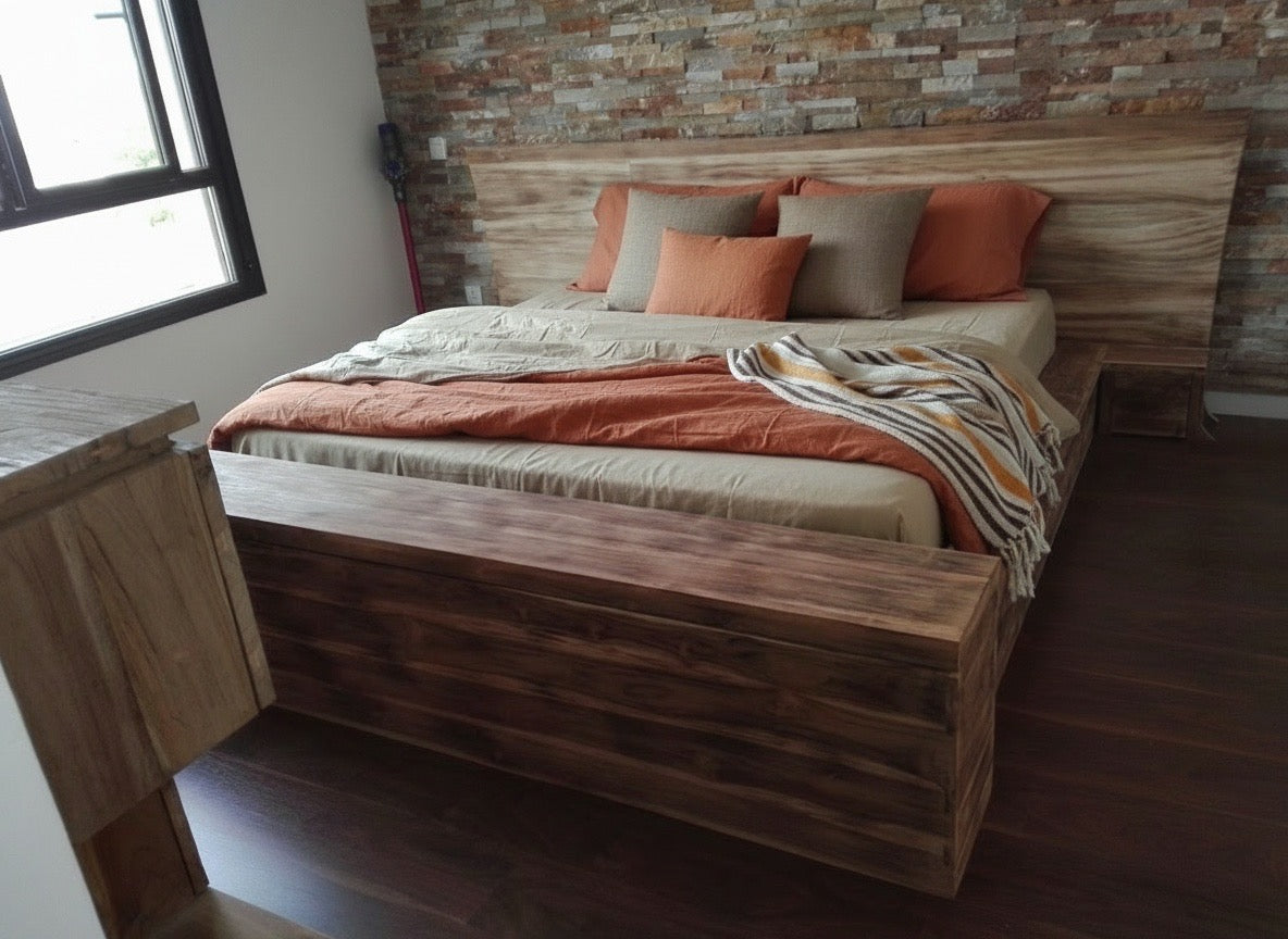 Cama a medida estilo colonial-asiático - AM-20088