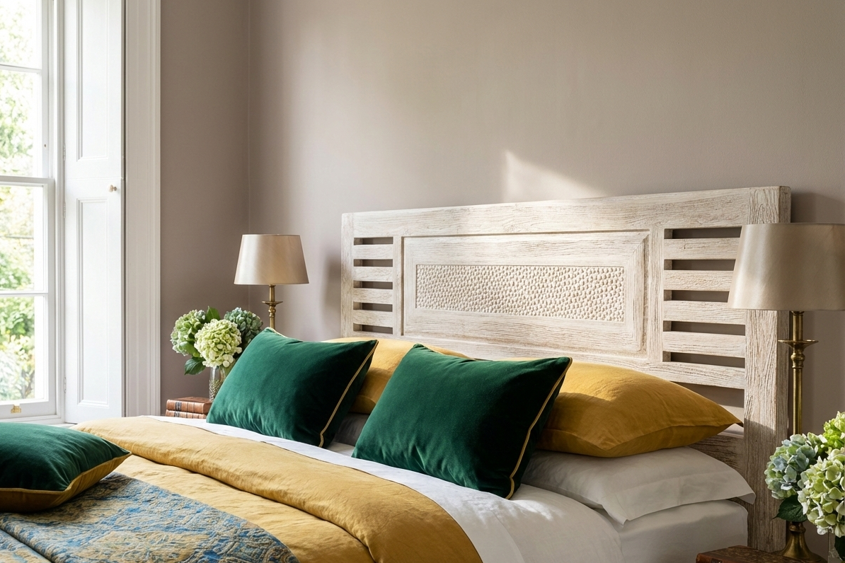 Cabecero colonial asiático a medida teca AM8/56