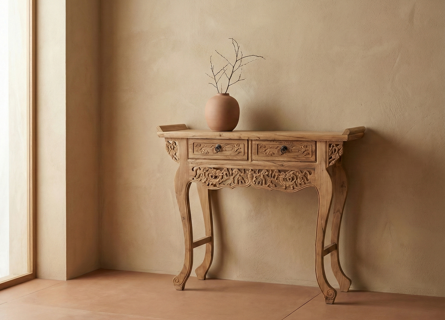 Consola colonial asiática a medida teca India 1814