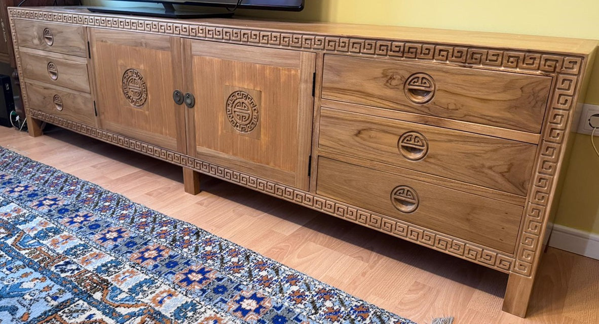 Mueble TV a medida colonial asiatico tallado