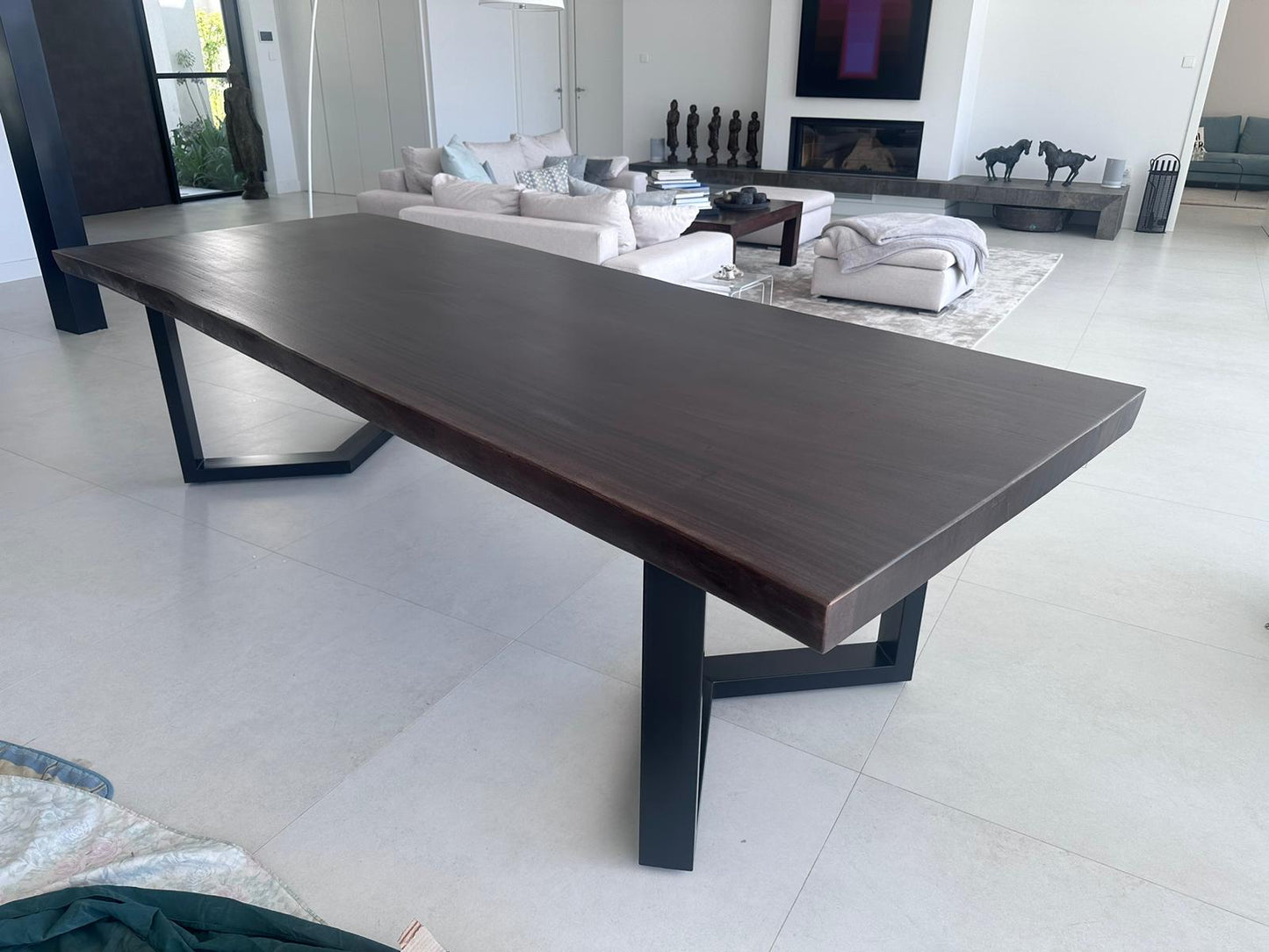 Mesa de comedor en madera maciza de Suar y patas de metal a elegir AM202211081213