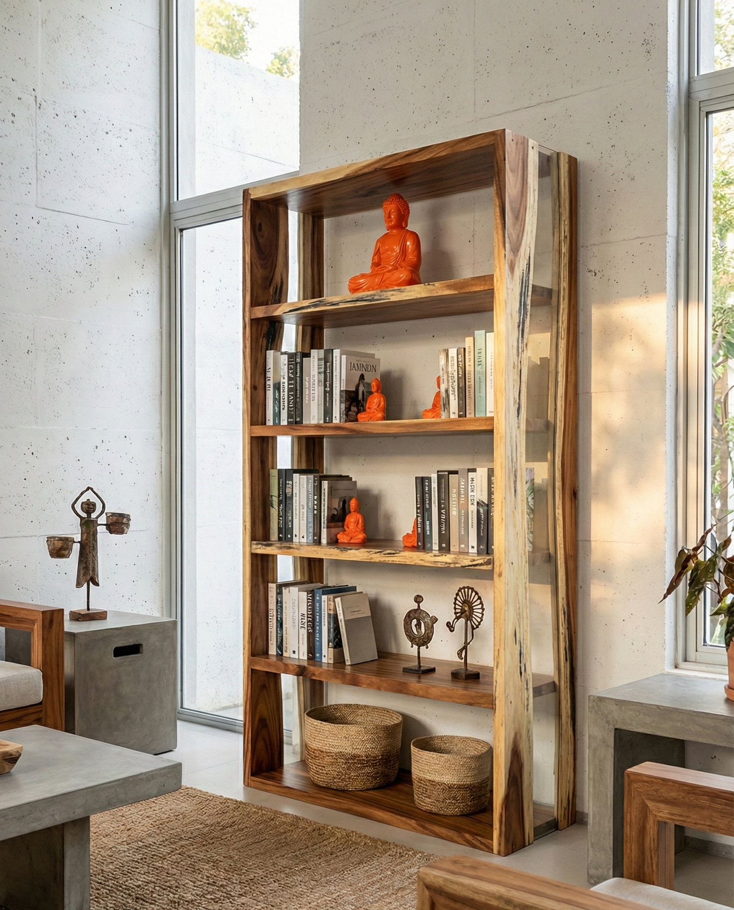 Librería en madera maciza de Suar a medida - AM-14503