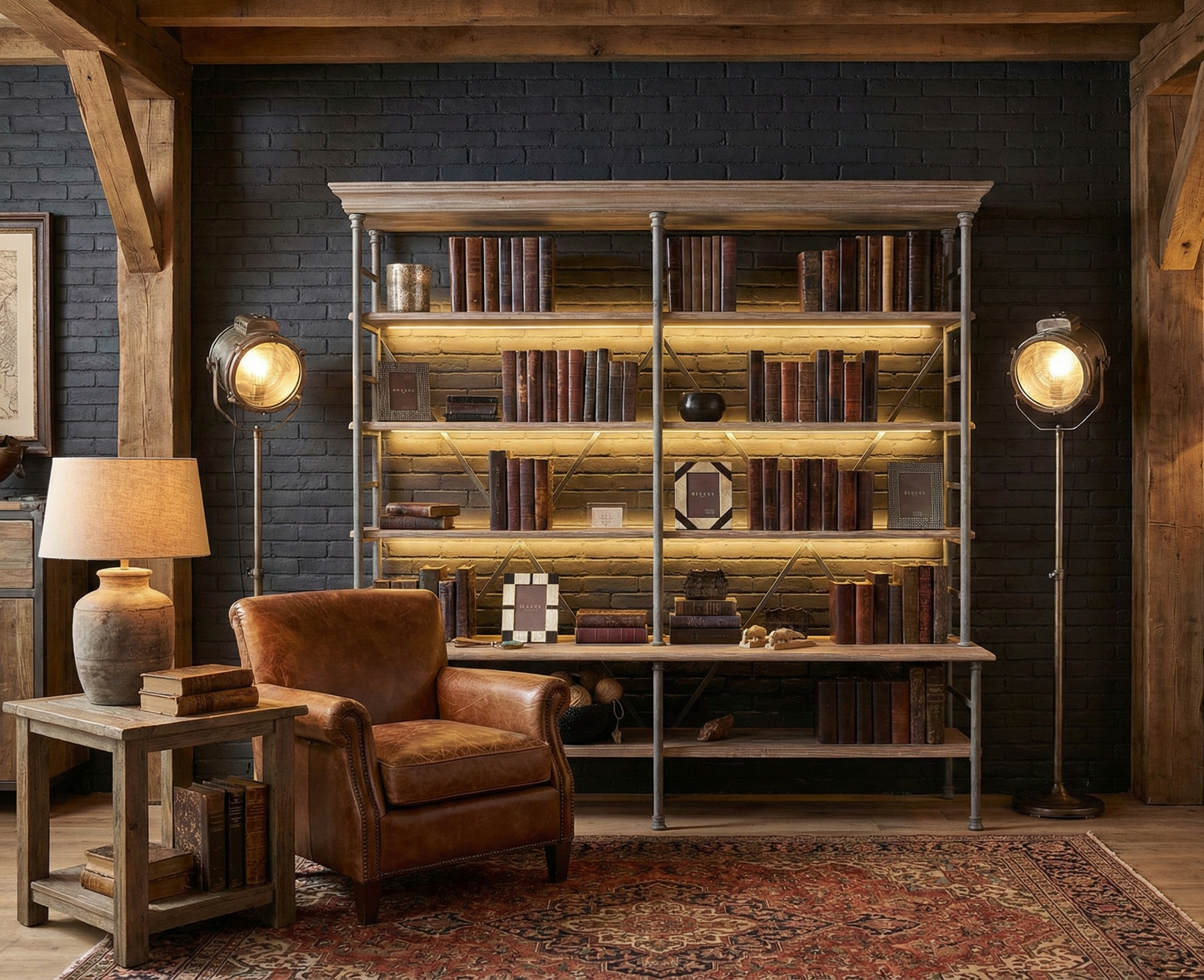 Librería colonial asiática a medida AM02124