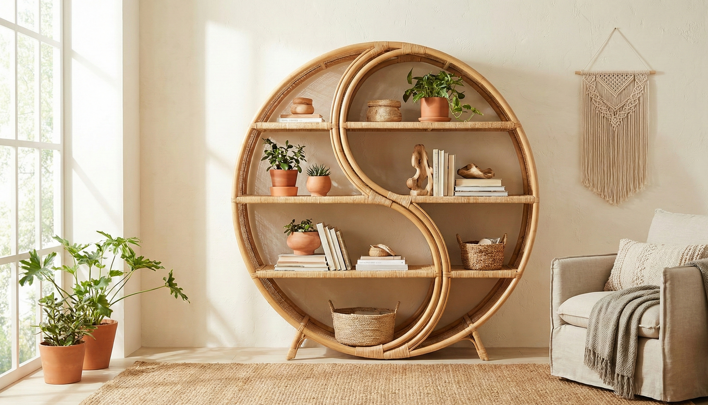 Librería colonial asiático fibras naturales 16/64