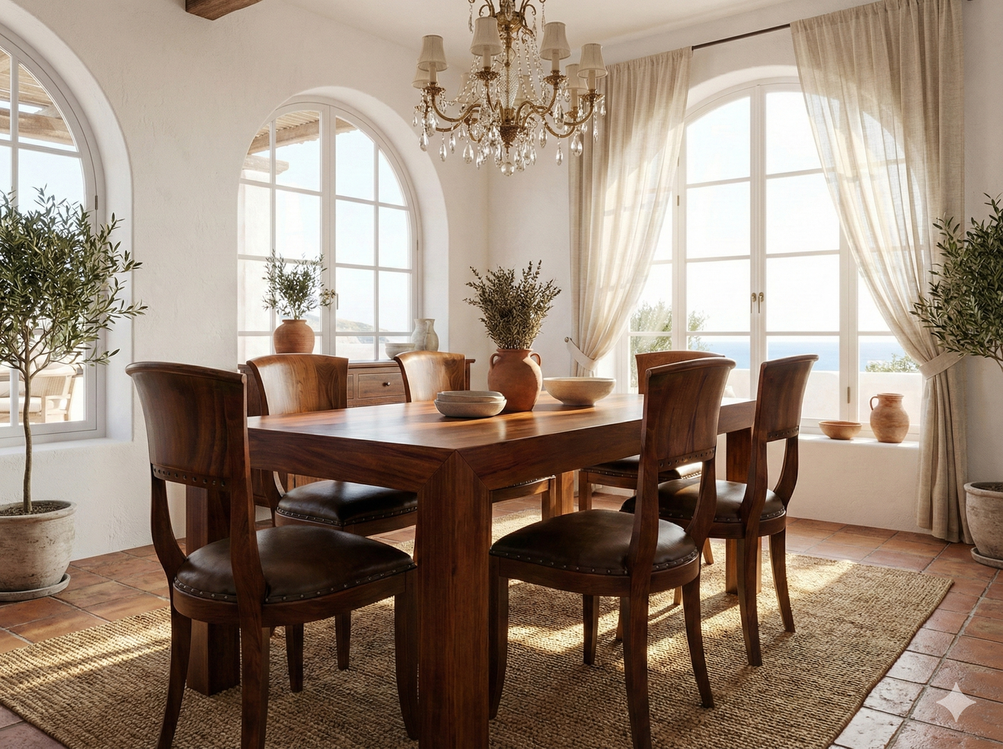 Mesa de comedor colonial asiática a medida fija o extensible en teca AM29/11