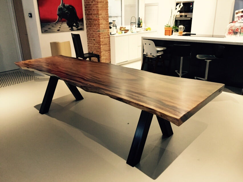 Mesa de comedor en madera maciza de Suar y patas de metal a elegir AM202211081213