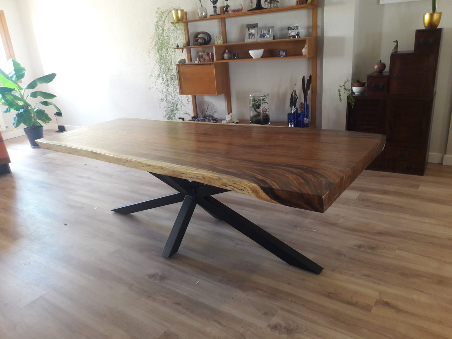 Mesa de comedor en madera maciza de Suar y patas de metal a elegir AM202211081213