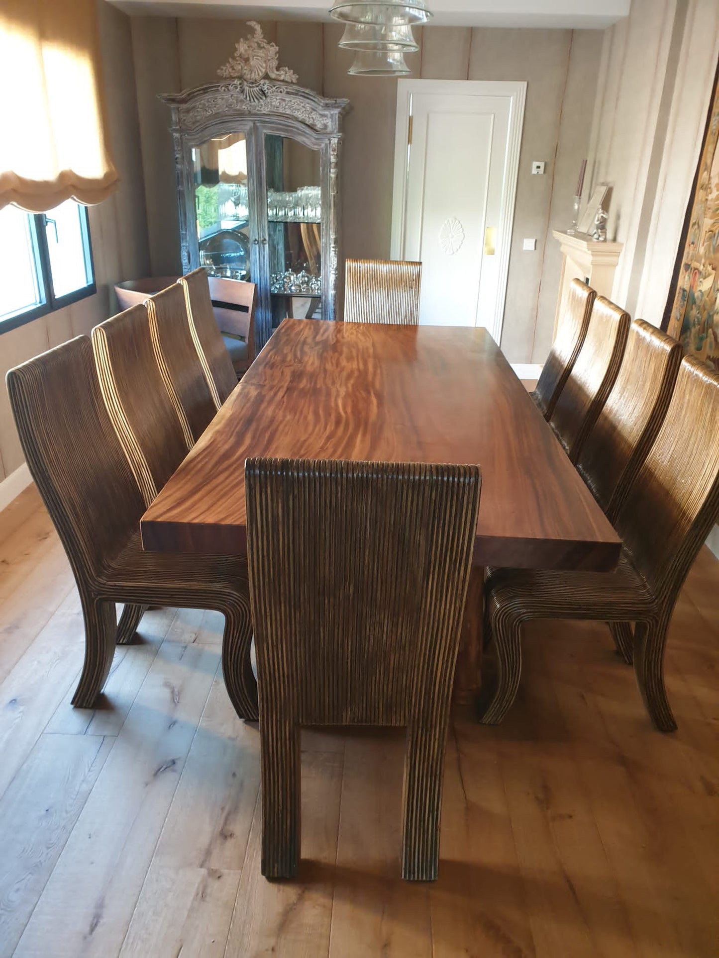 Mesa de comedor en madera maciza de Suar y patas de metal a elegir AM202211081213