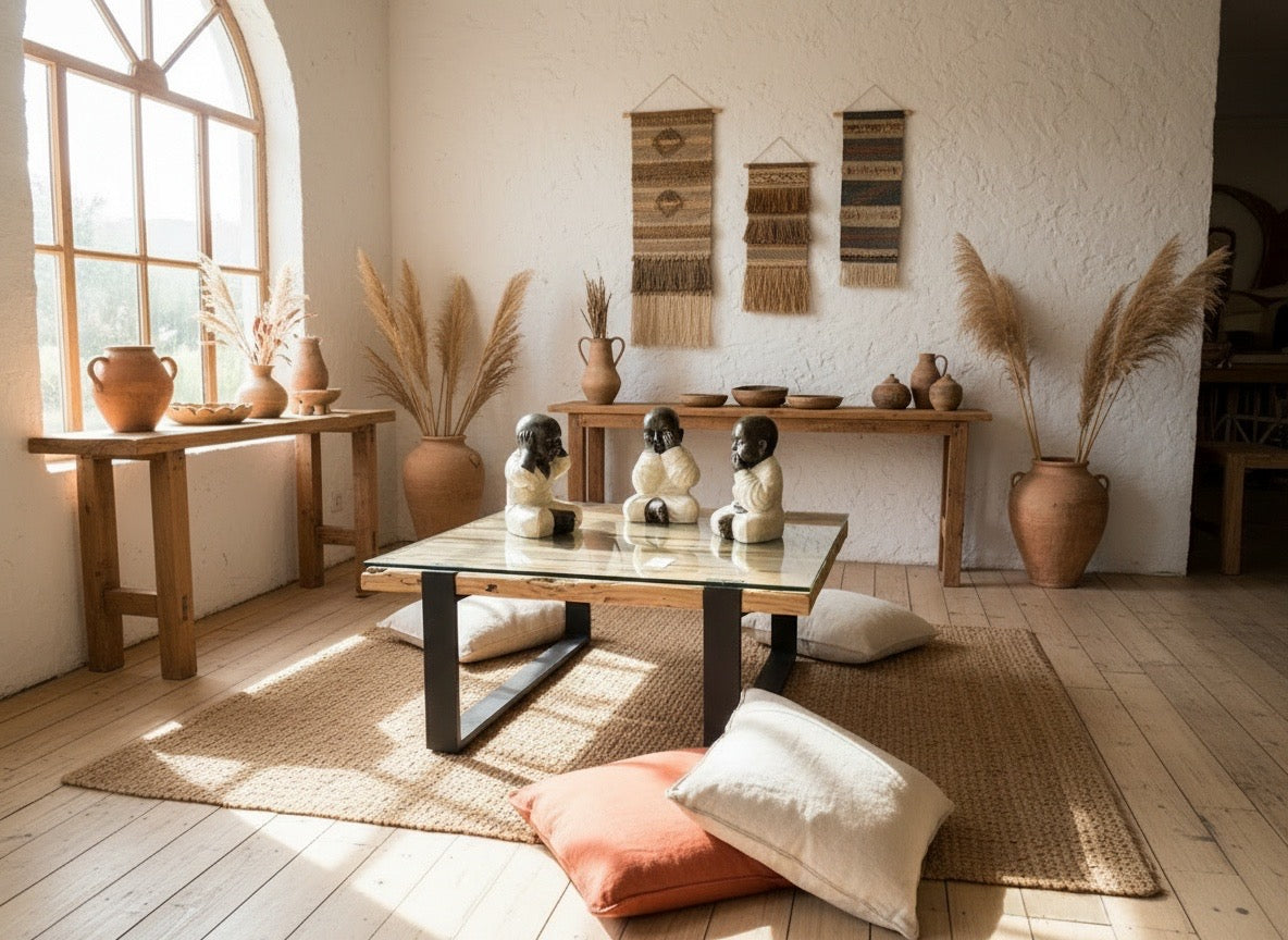 Mesa centro a medida en teca maciza reciclada y patas metal AM202201241714