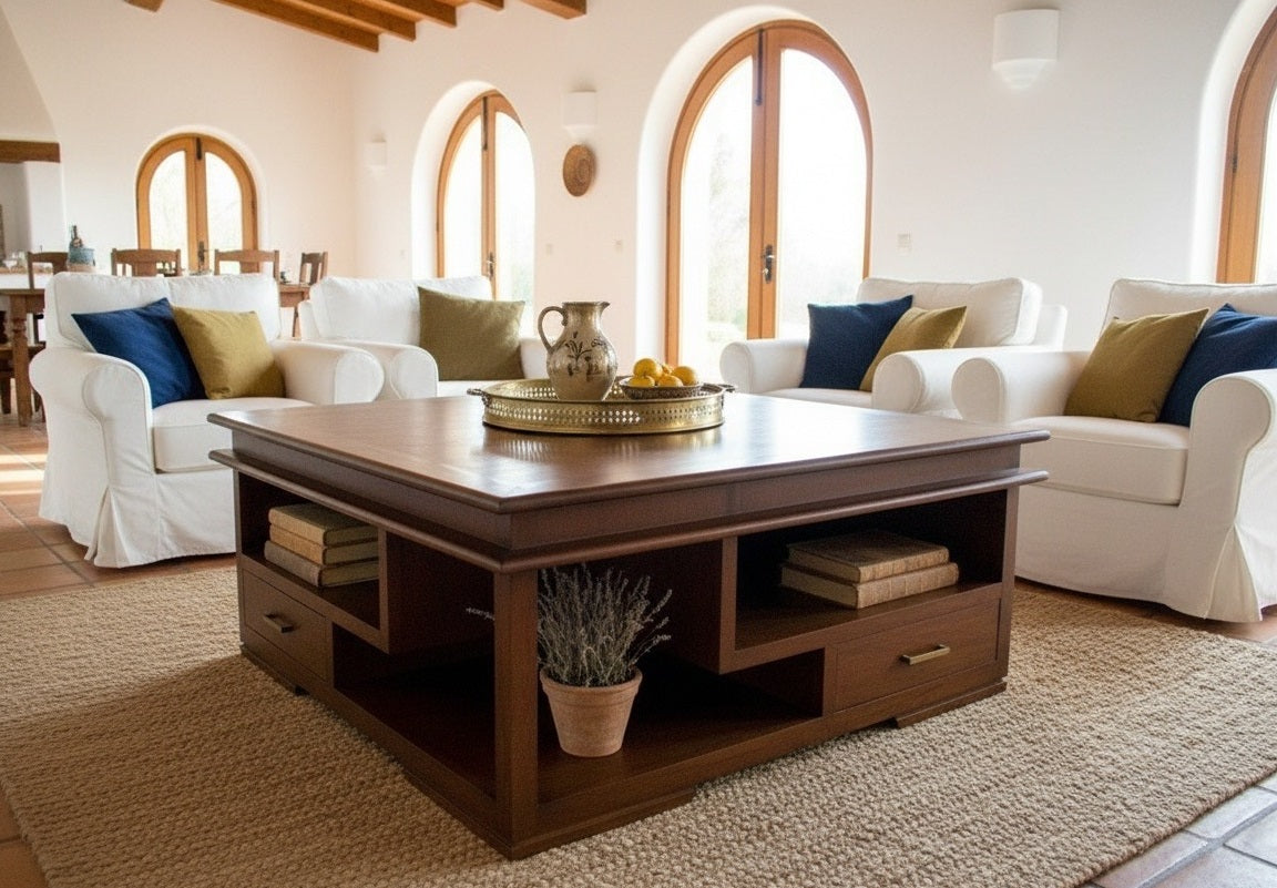 Mesas de centro a medida colonial asiática teca 28/85