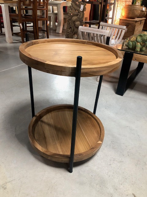 Mesa centro teca y metal a medida AM20252040