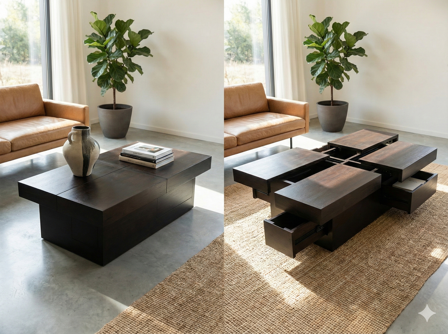 Mesas de centro colonial asiática a medida teca 65/85