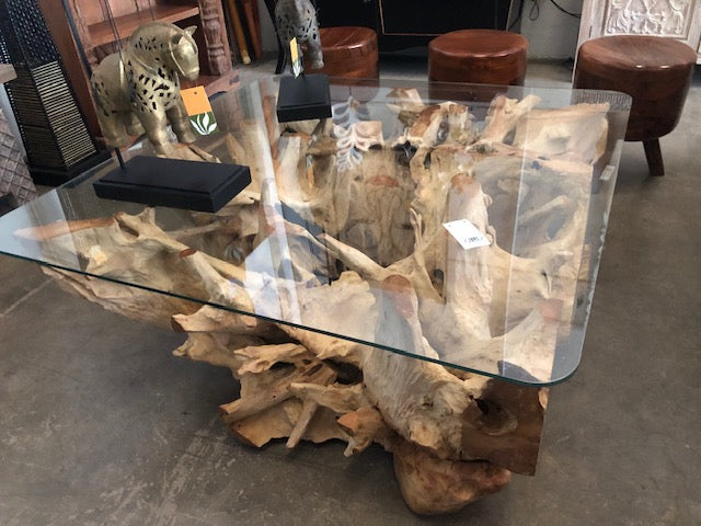 Mesas de centro colonial asiática a medida raíz de teca 66/85