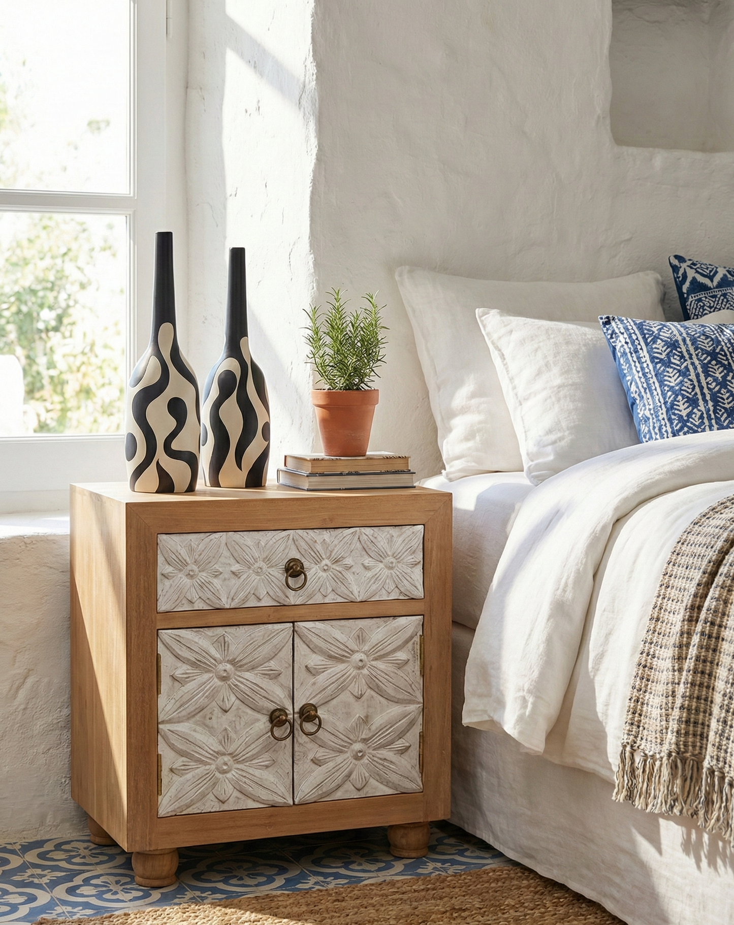 Mesilla colonial asiática a medida teca tallada - AM-20171