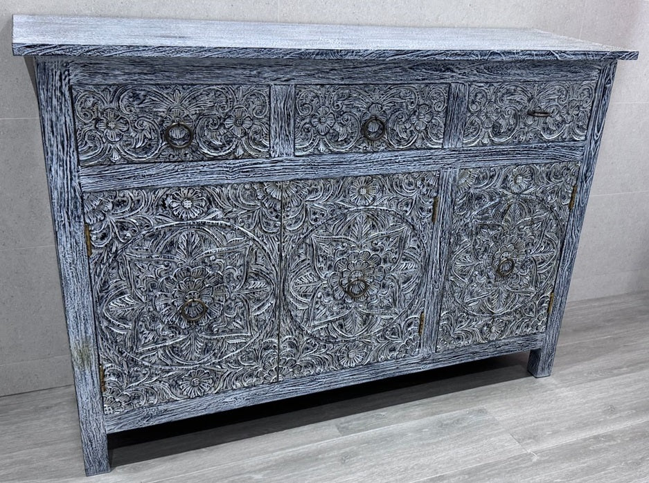 Aparador a medida en madera de teca tallada estilo asiático AM202201241524