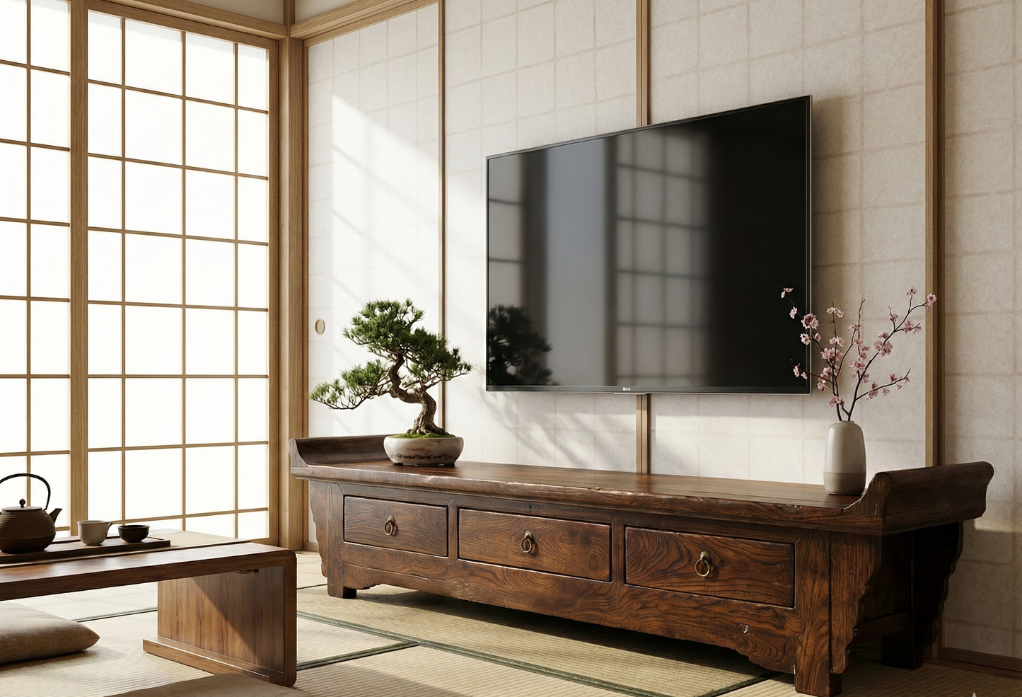 Mueble TV a medida asiatico teca 27/59