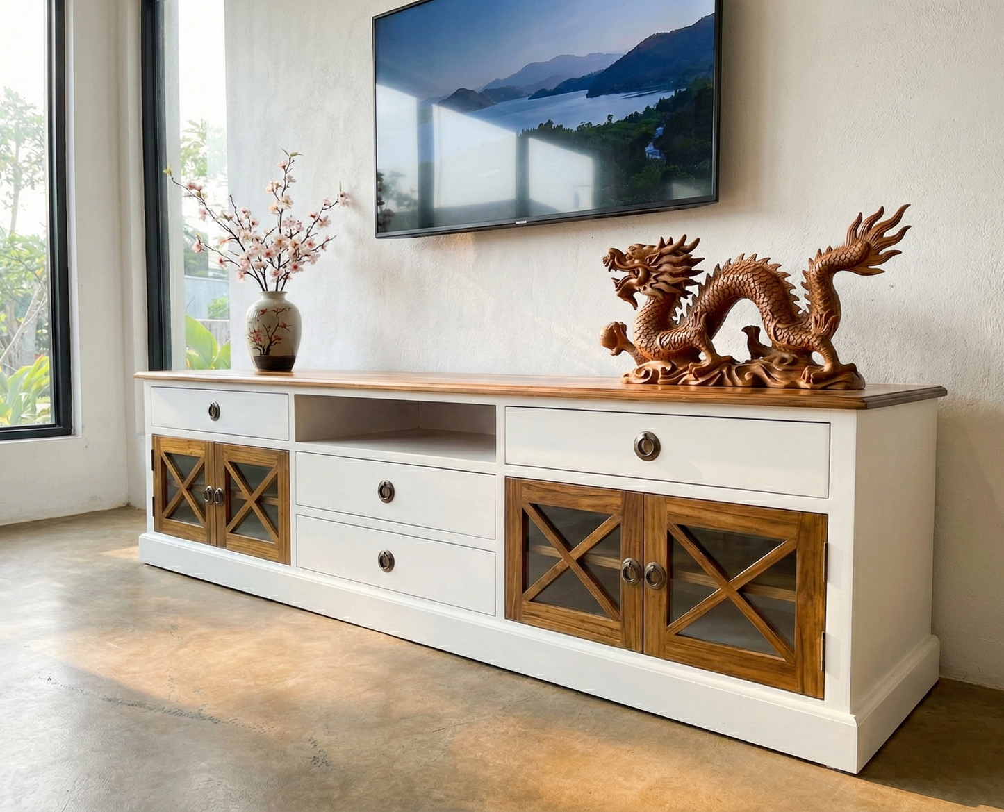 Mueble TV colonial a medida teca AM22/59