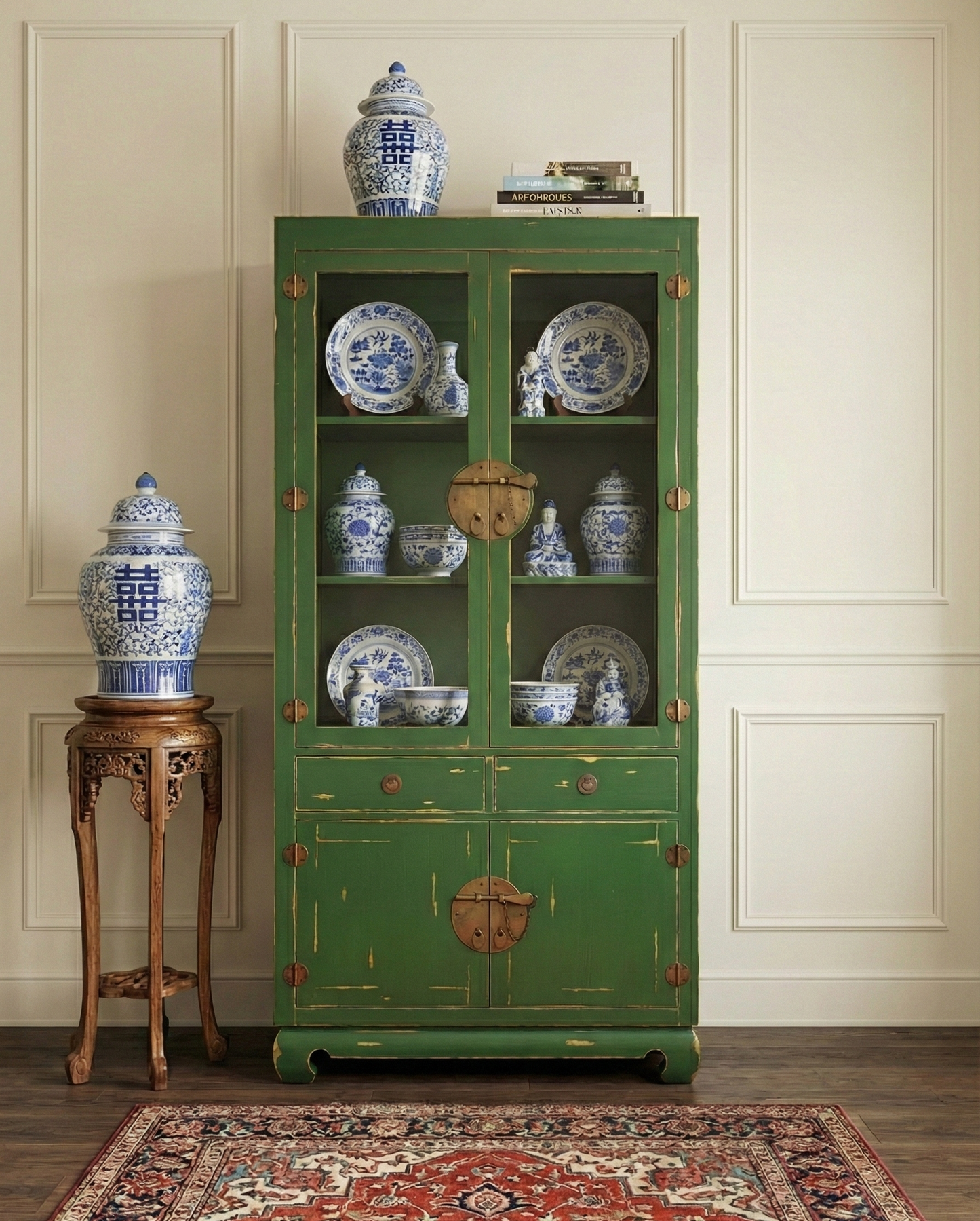 Vitrina a medida estilo asiático colonial en teca AM2109281422