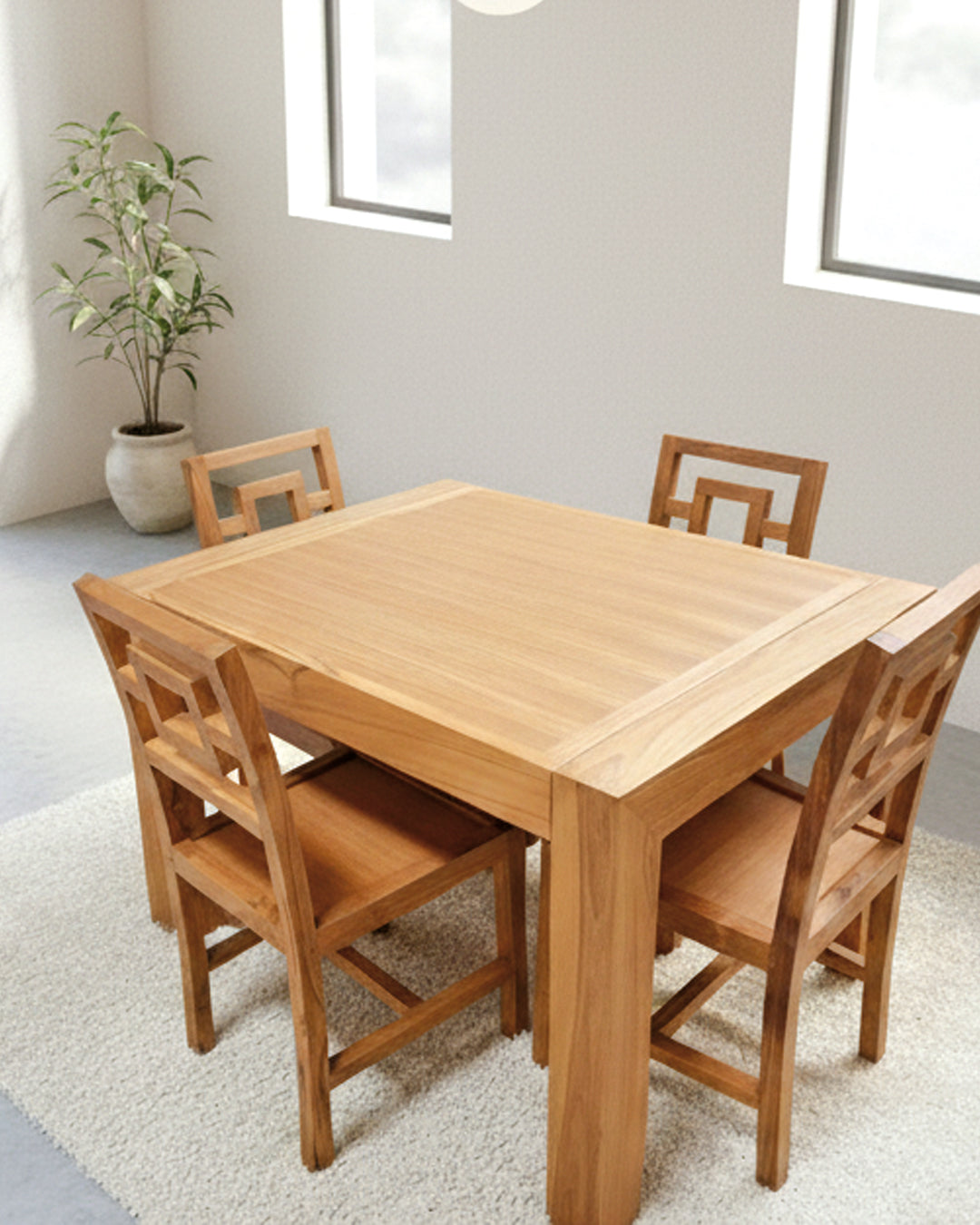 Mesa de comedor fija o extensible en teca AM29/11