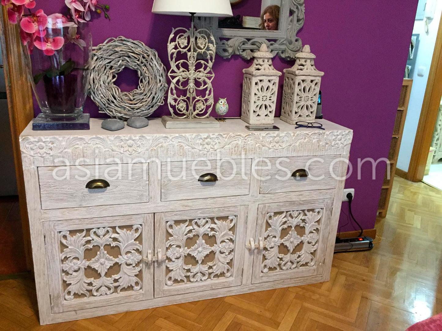 Aparador a medida estilo asiático-colonial - AM-14163