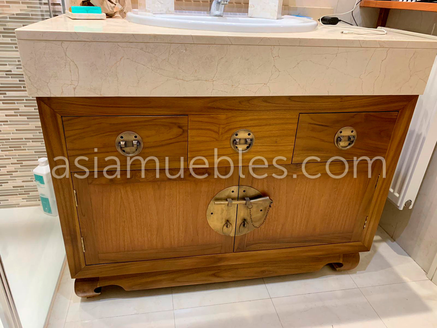 Mueble de Baño colonial-asiático fabricación artesana en TECA - AM-14310