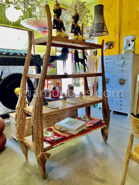 Librería Antik en madera de teca reciclada a medida AM-14485