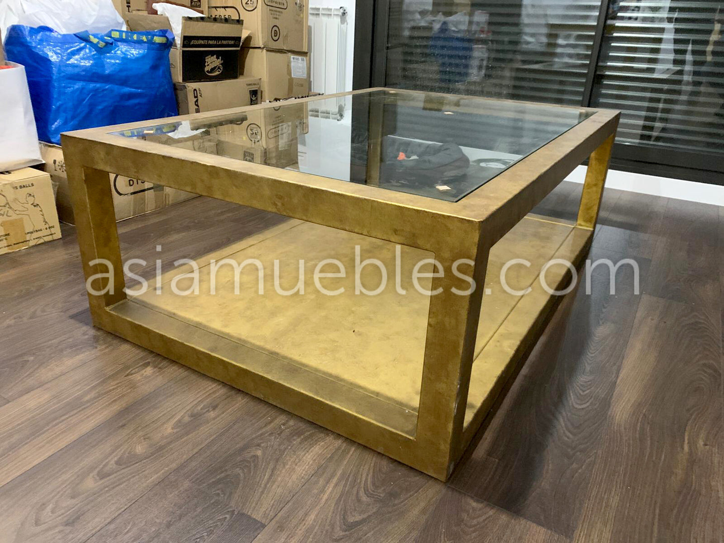 Mesas de centro de metal y cristal a medida AM-14567