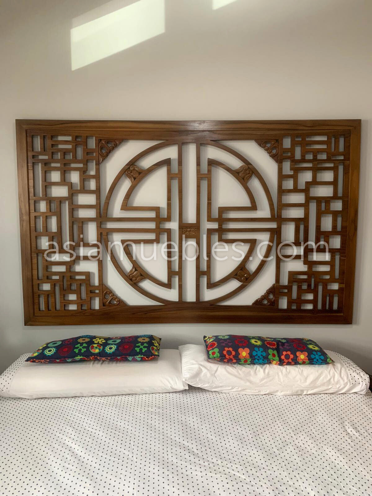 Cabecero mandala tallado a mano a medida AM-14739