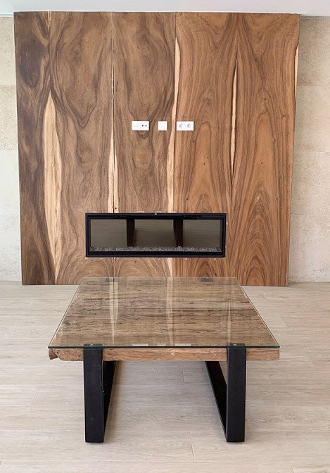 Mesa centro a medida en teca maciza reciclada y patas metal AM202201241714