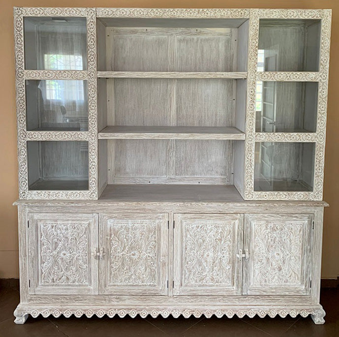 Vitrina tallada en madera de teca diseño estilo India AM202201241702