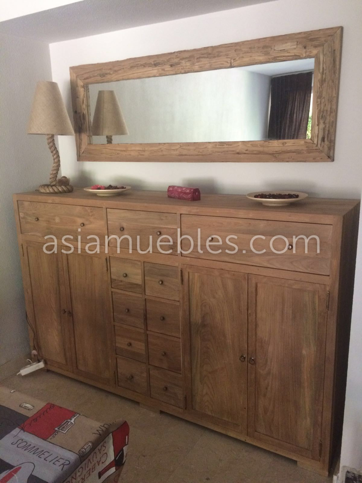 Aparador colonial asiático en teca maciza AM-20836