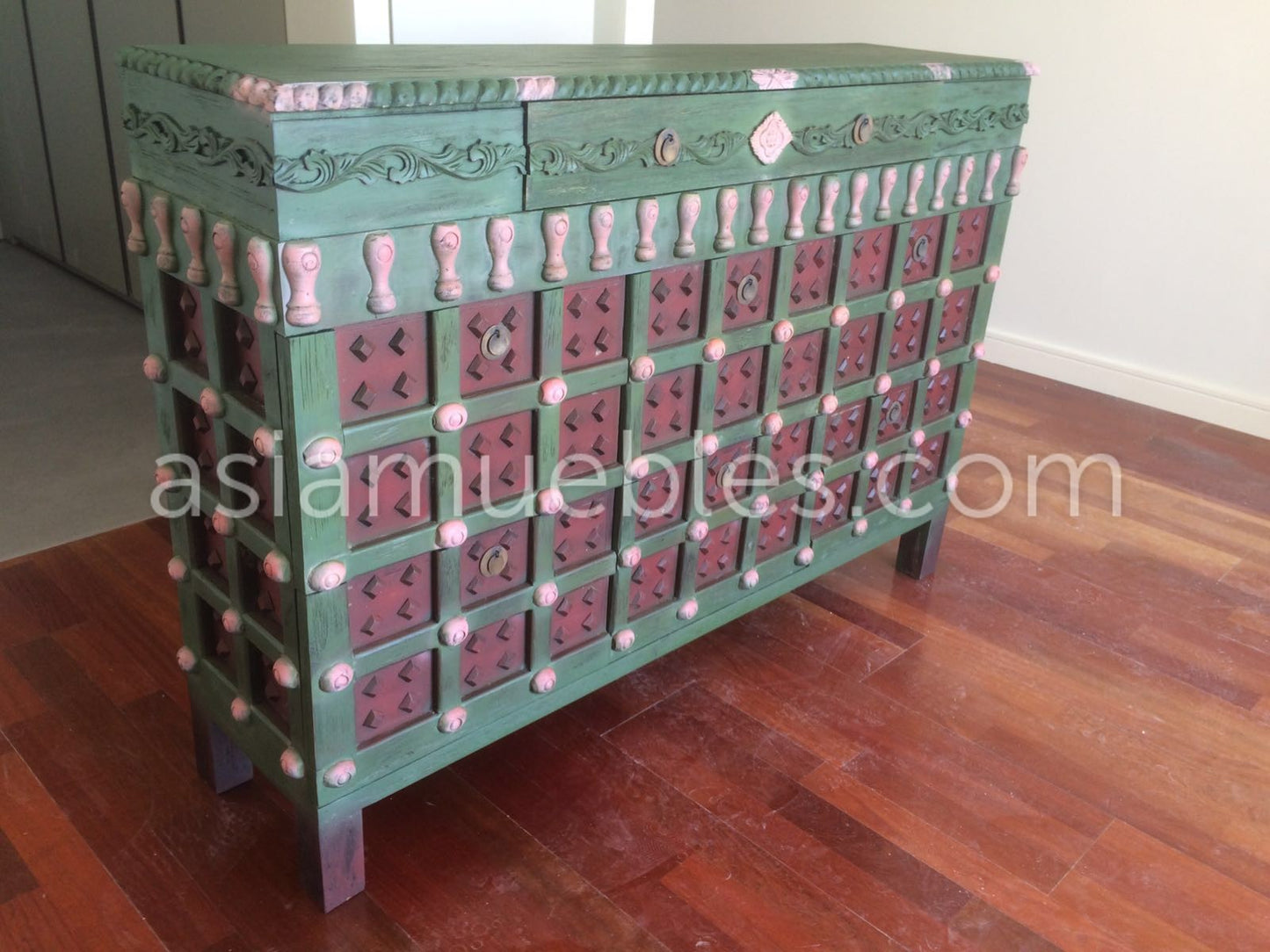Aparador colonial asiático estilo indio dos colores AM-20838