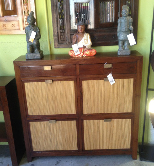 Zapatero estilo asiático moderno en madera de teca AM202208041927